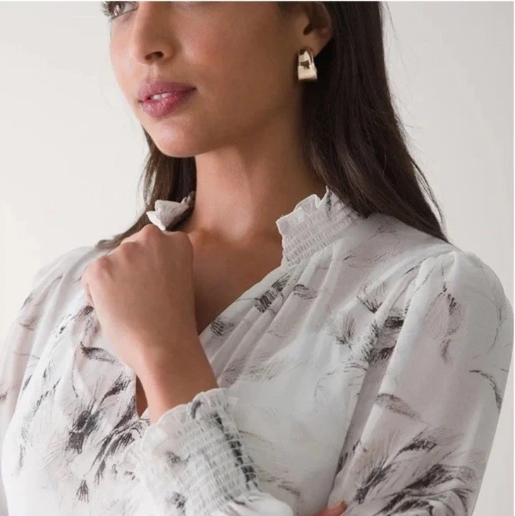 Vestido corto blanco transparente manga larga White House Black Market nuevo con etiquetas para mujer talla XL Foto 3 de 4