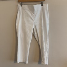 Ella J White Ribbed Size 16 Crop Trousers Straight Leg SP6