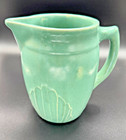 Vintage Turquoise Ceramic Creamer Pitcher Mount Vernon USA Shell Motif 6" — photo 1