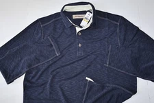Tommy Bahama Polo Shirt Paradiso Performance Denim Blue New LS Medium M