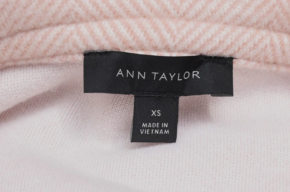 Abrigo Ann Taylor Embudo Rosa Claro Lana Espiga Cuello Simulado Para Mujer Talla XS Foto 4 de 4