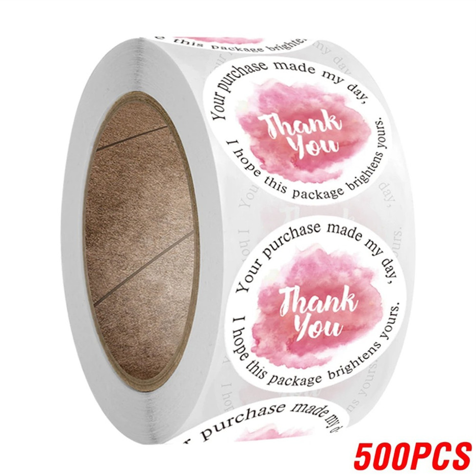 500Pcs Thank You Stickers Pink Gold Labels For Small Business Wedding Gift