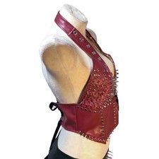 Prendas para el torso gótico ropa punk rock camiseta sin mangas gótica Y2K con púas sexy grunge ropa emo