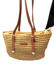 Boho Straw Tote Bag for Women Large Woven Shoulder bag Beach Bag Natural Brown