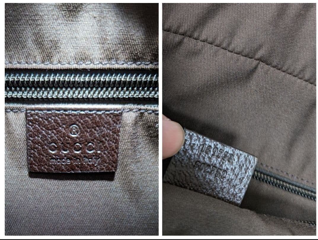 GUCCI Canvas Shoulder Bag Tote Bag Leather Trim Beige Brown Authentic thumbnail 10