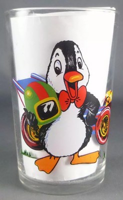 Nestor the Penguin - Amora Mustard Glass 1976 - Nestor and His Course Car