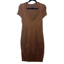 INC Sweater DressBrown Size Medium Silk Cotton Blend Short Sleeve Vintage 90s