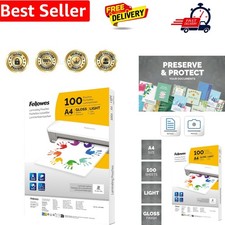 A4 Laminating Pouches – 100 Pack Gloss Finish – Laminator Sheets for Home, Sc...