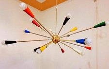 Mid Century Design 16 Multicolored Arms Sputnik Chandelier Handcrafted Light