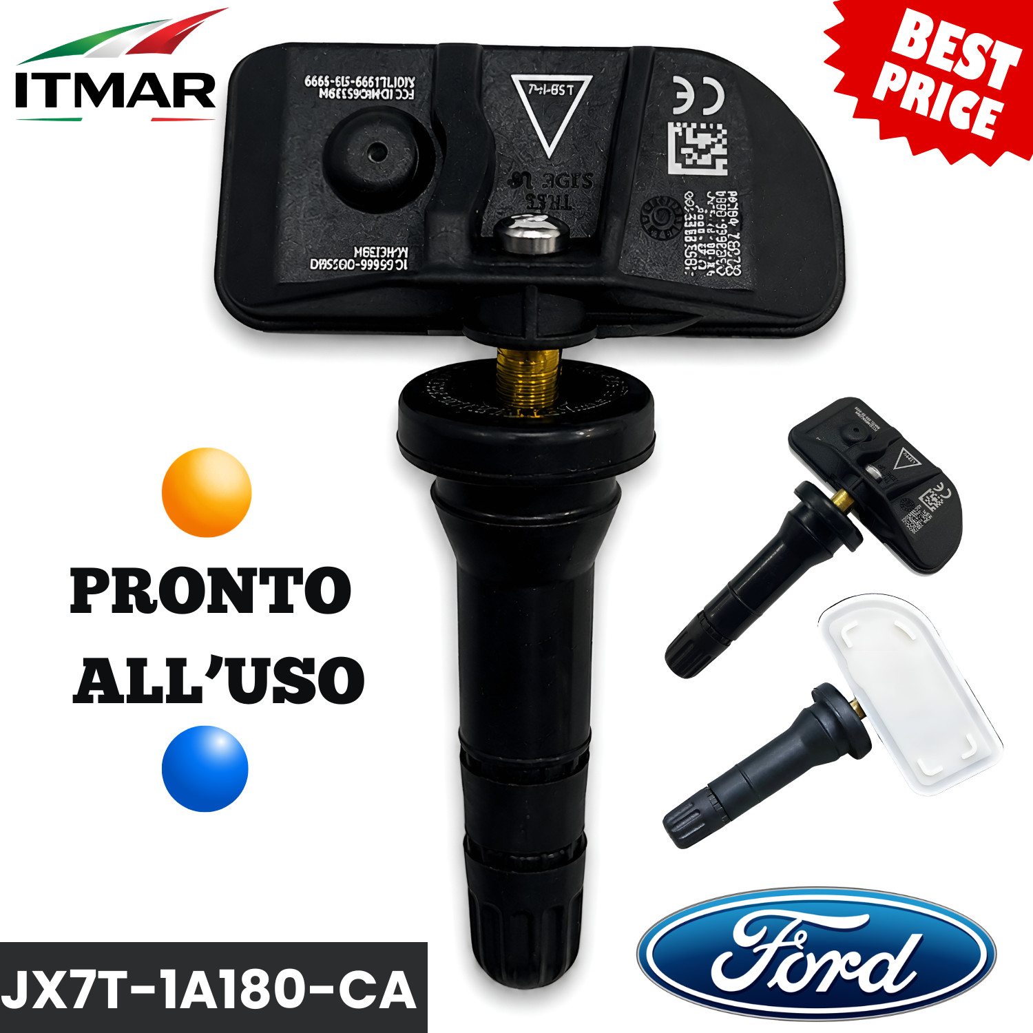 Sensore TPMS Ford Kuga Puma JX7T-1A180-CA Auto Pressione Pneumatici Gomme Pronto