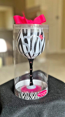 Mud Pie 50th Birthday Painted Wine Glass NEW/UNUSED and RARE/DISCONTINUED