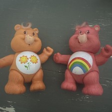 Care Bears Cheer Bear Funshine Bear Plastic Mini Figurines Lot 1983 3in
