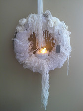 *StoffKranz*DekoKranz* Weiss*Shabby*EinzelSt�...