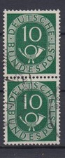 Bund 128 senkrechtes Paar Posthorn 10 Pf gestempelt /2