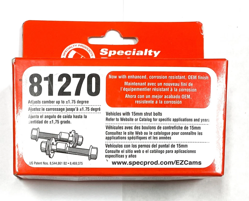 Specialty Products 81270 - Alignment Cam Bolt Kit For Toyota Scion Lexus Various - Image 2 of 3