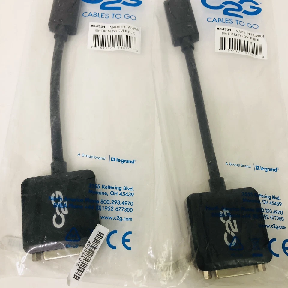 C2G 8in DisplayPort Male to Single Link DVI-D Female Black Adapter Converter - Image 3 of 4