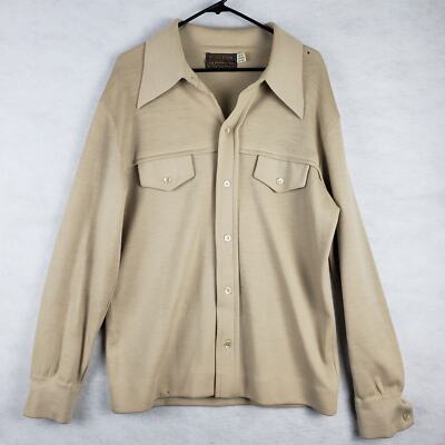 Pendleton Men's L 100% Virgin Wool Shirt Jacket Natural Tan Layering Outdoorsy