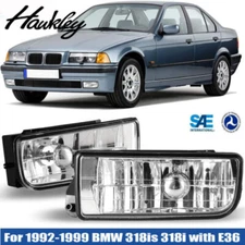 Pair Clear Lens Fog Lights For BMW 3 Series E36 M3 1992-1998 Factory Replacement