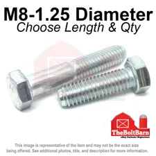 M8-1.25 Class 8.8 Hex Cap Screw Bolts COARSE Thread USS Zinc (Pick Length & Qty)