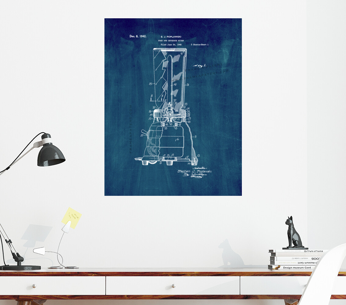 Food and Beverage Mixer Patent Print Midnight
