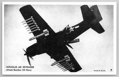 Douglas Ad Skyraider Attack Bomber US Navy Armed Flight C1915 RPPC Postcard H5
