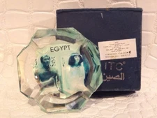Unique Egypt Glass Ashtray Tourist Souvenir in Box