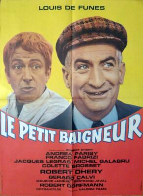 LE PETIT BAIGNEUR - LOUIS DE FUNES / HUT - ORIGINAL FRANZÖSISCHES FILMPLAKAT