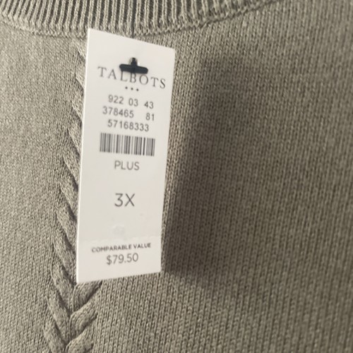NEW! Women’s Plus ~Talbots Sweater w/ Cable Accents ~ Olive Green ~ Size 3X - Picture 4 of 5