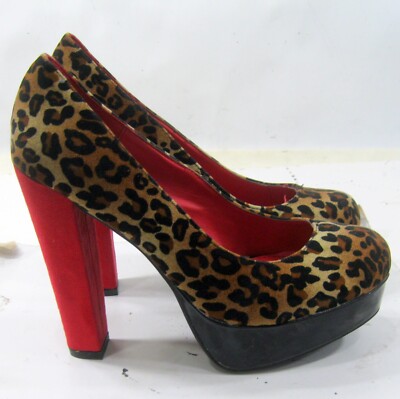 RED Cheetah HIGH Heel Shoes Women Size