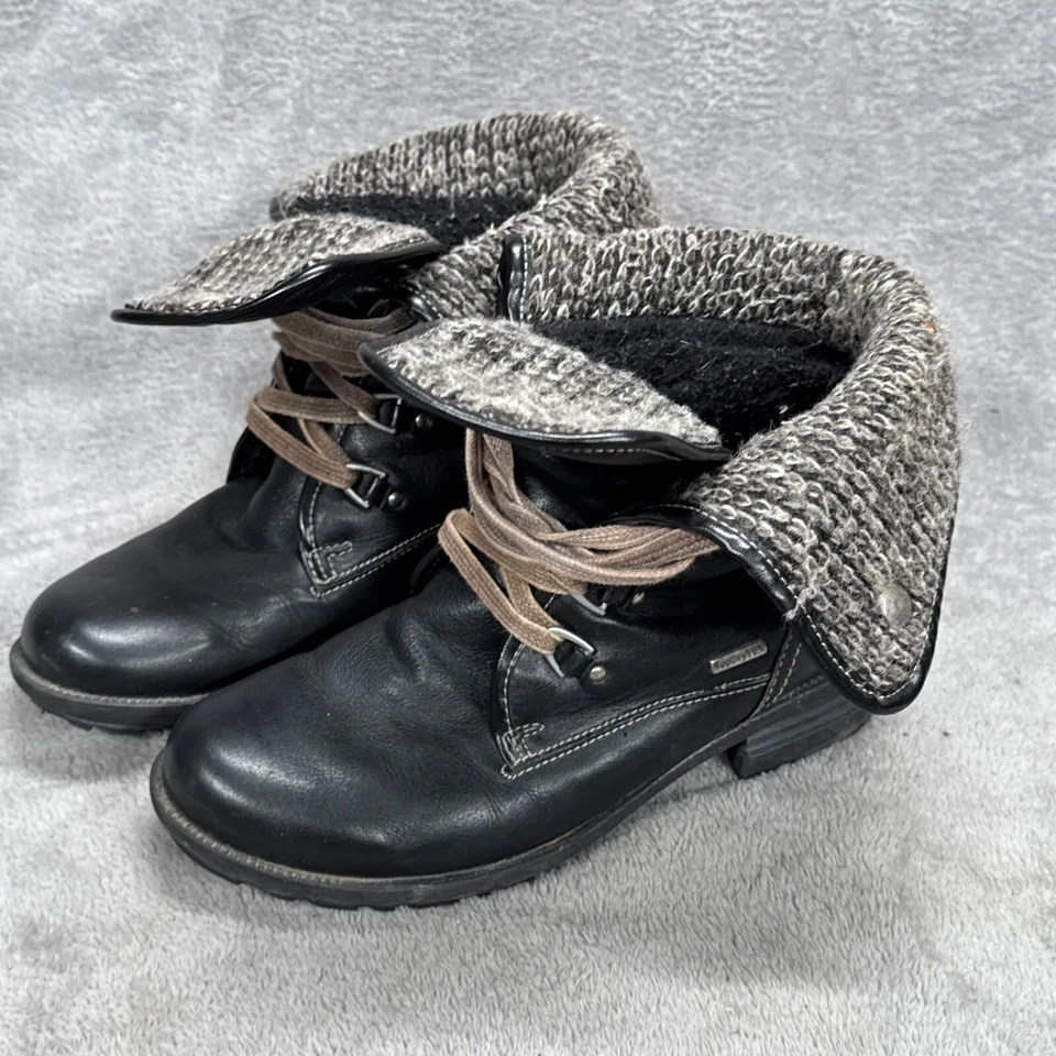 Josef Seibel ботинки женщин EUR 38 США 7 черная кожа лодыжки TopDry TEX - Изображение 4 из 4
