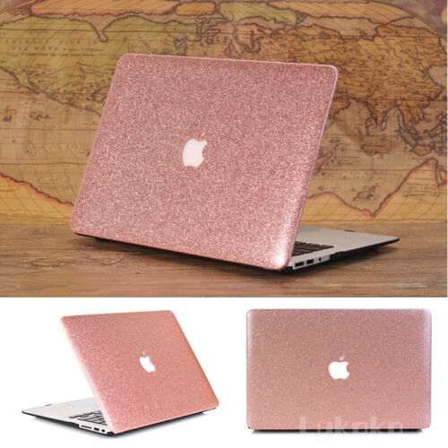 Rose Gold Leather Bling Shiny Glitter Hard Case for MacBook Air Pro 11 12 13 15 - Picture 1 of 6