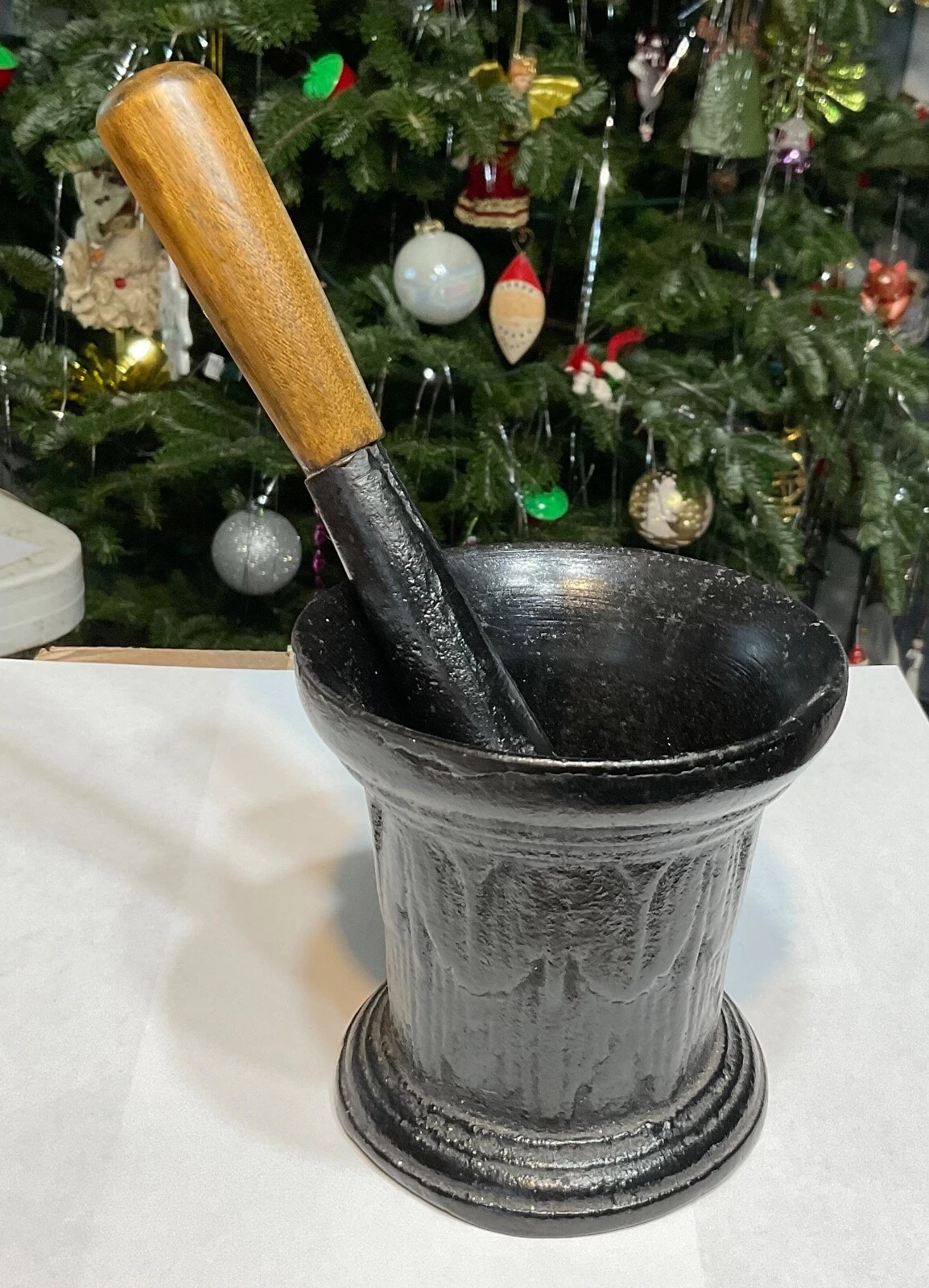 ANTIQUE CAST METAL STEEL MORTAR PESTLE GRINDING BOWL CHEMIST APOTHECARY