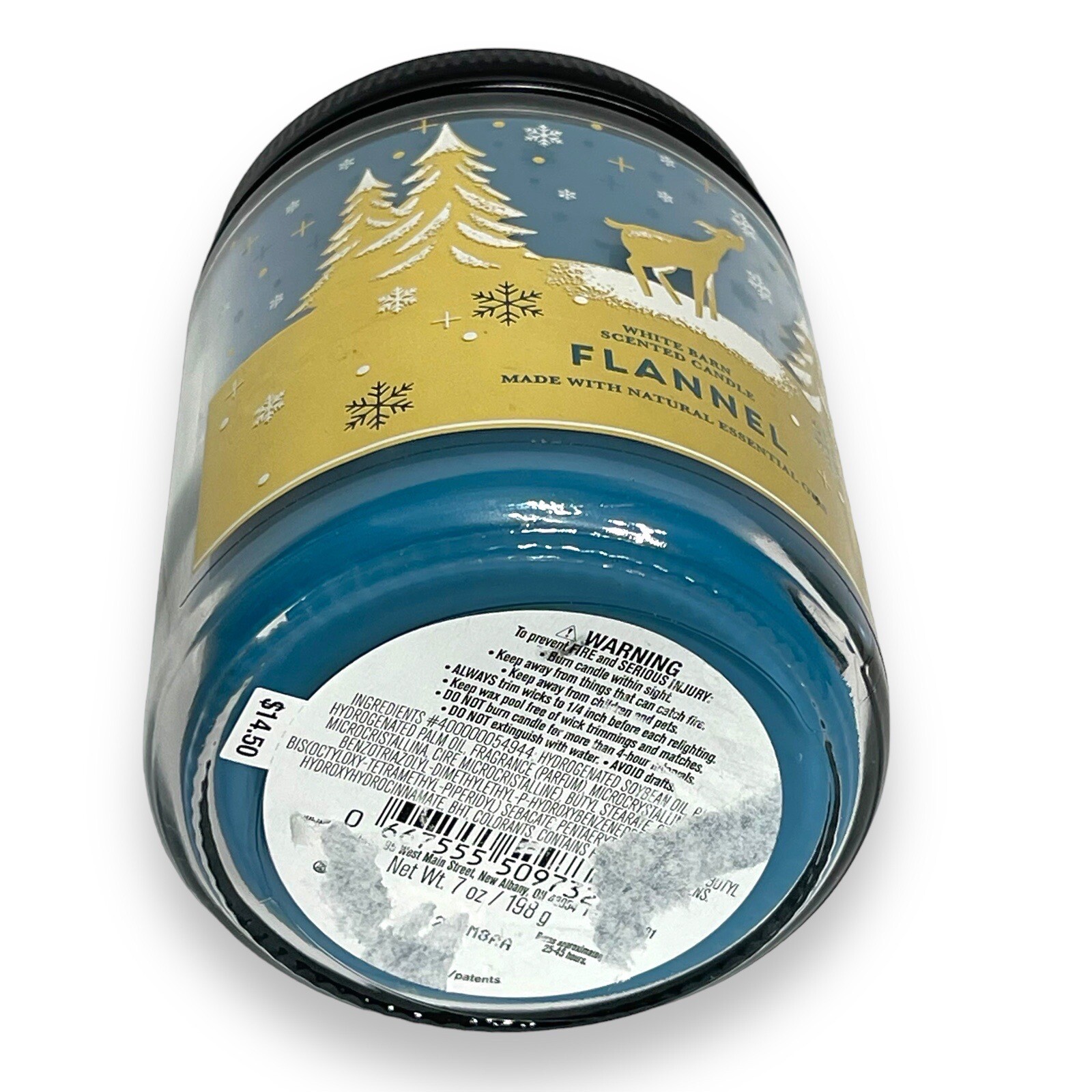 White Barn FLANNEL Scent Single Wick Jar Candle 7 oz Natural Essential