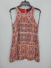Lulus Dress Womens Small Red Boho Print Sleeveless Flared Romantic Artsy