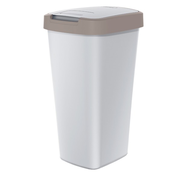 Cubo de basura con tapa Papelera de 25 litros color Ceniza/Marrón Claro