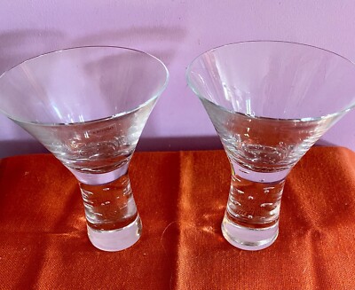2 KROSNO VERVE MARTINI GLASSES  Bubble Solid Stem Crate/Barrel  EUC