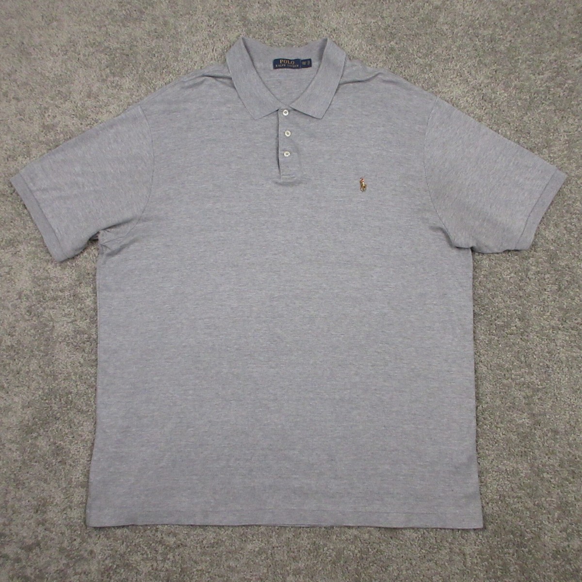 Polo Ralph Lauren Shirt Mens 2XLT Gray Heather Polo Brown Pony