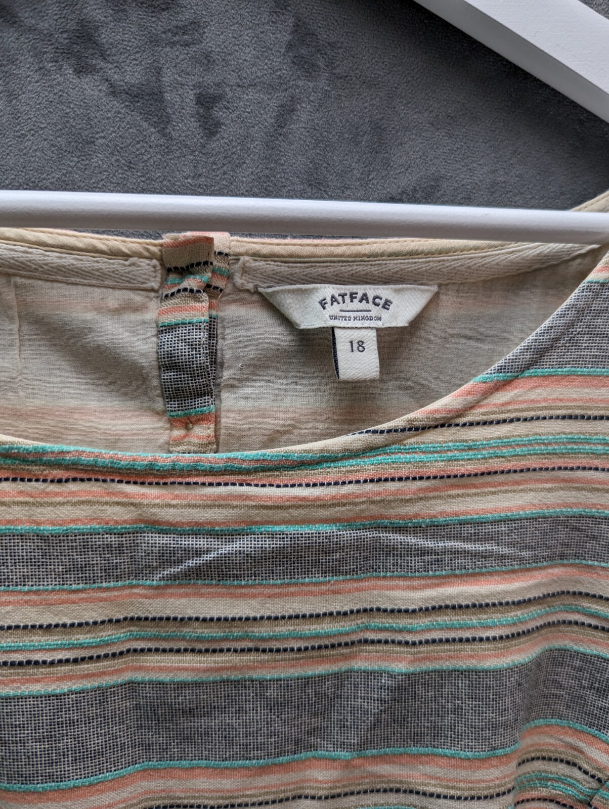 Fat face Smock Dress Size 18 100% Cotton Woven Multicolour Stripe With Pockets image 4