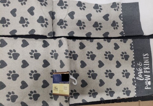 Juego de 2 toallas de cocina impresas iguales (15"x25") LOVE & PAWPRINTS EN GRIS, GR - Imagen 7 de 9