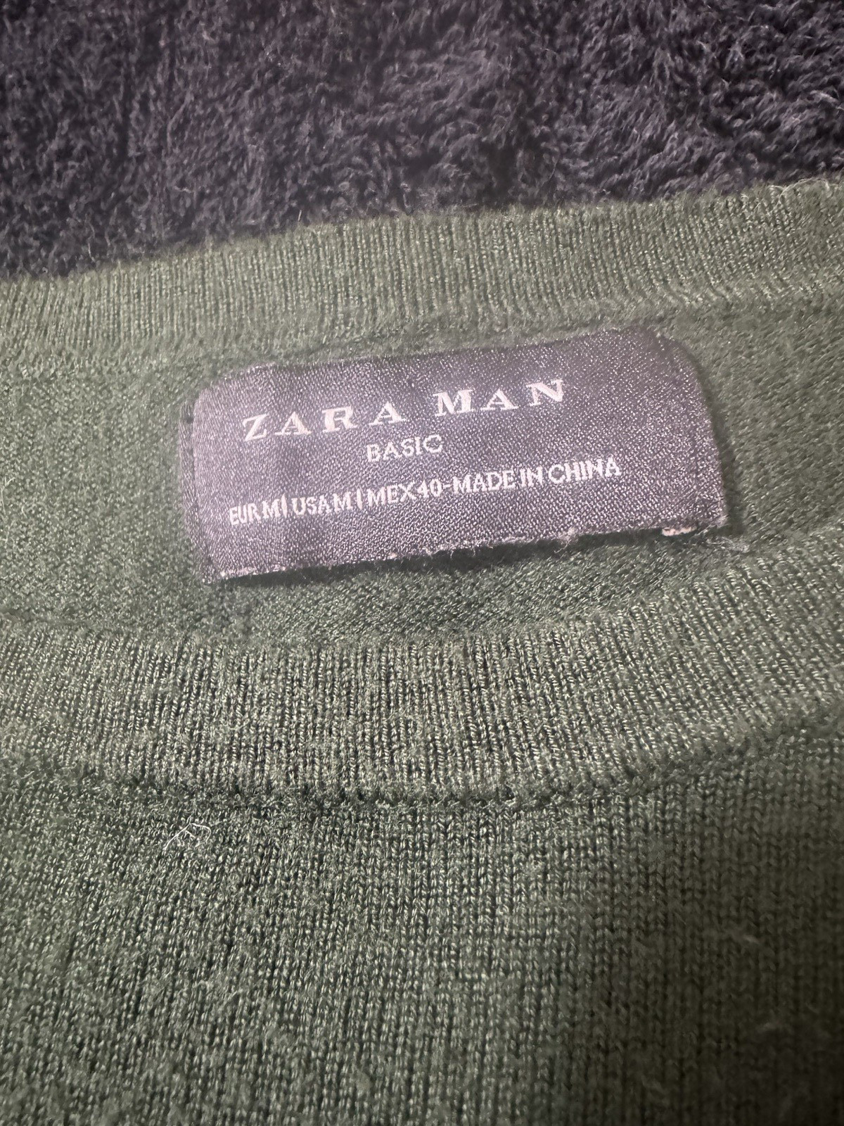 Zara basic  Man Mens Sweater Size Medium green lo… - image 4
