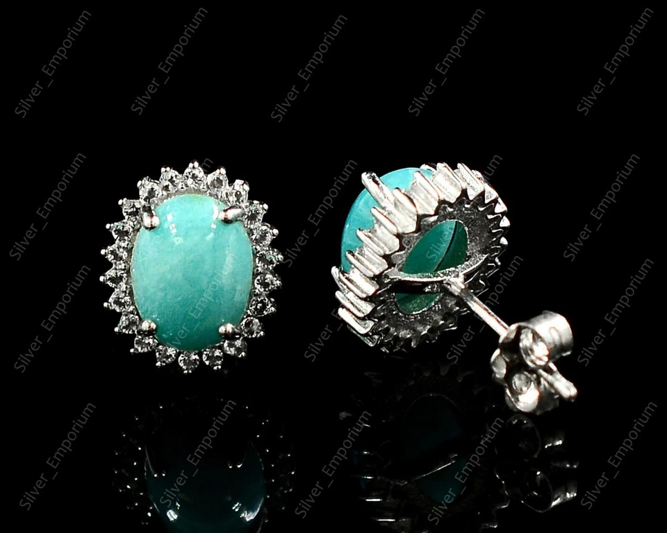 Naturale Amazonite Gemma 925 Anello Argento Sterling Orecchini Ciondolo Gioielli - Immagine 4 di 4
