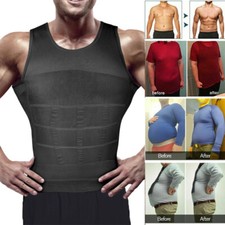 Men's Slimming Body Shaper Vest Moobs Chest Compression Workout T-Shirt Tank Top
