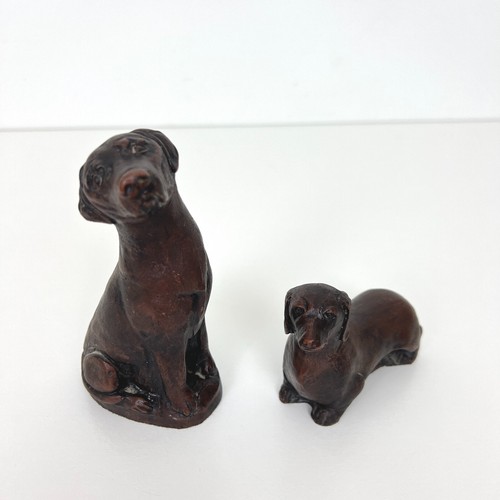 2 x Vintage Heavy Ceramic Dog Animal Sculpture Figurine Ornament Dachshund - Picture 9 of 9