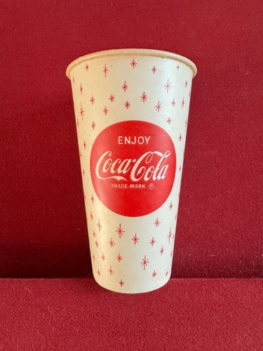 1960's, Coca-Cola, "Un-Used", Red Button Logo Paper Cup (14oz) (Scarce/Vintage)