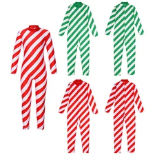 Boys Girls Striped Tights Unitard Overall Xmas Stretch Christmas Cosplay Party
