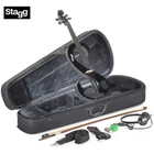 Stagg EVN 4/4 S-Shaped Electric Violin - Black + Case, Rosin, Bow, Headphones