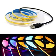 5V USB Thin 4mm COB LED Strip Lights for Game Desk PC Car Decor 320LEDs/m Strips