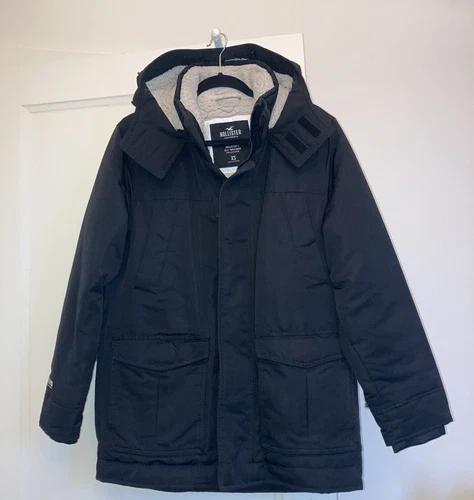 HOLLISTER PRISTINE CONDITION HOODED SHERPA LINED COAT NO FLAWS BLACK XS S M MEN - product listing photo