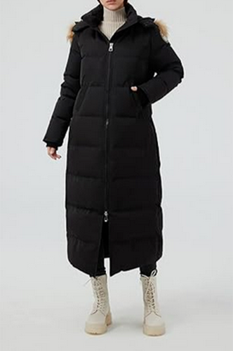 Fitouch Damen Waukee Long Daunen Mantel Parka Jacke 750+ Fill Power Schwarz S - Bild 3 von 11