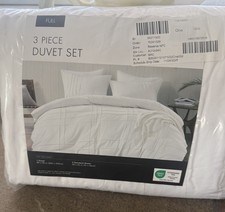 Full Size White Geometric Duvet Cover Set, Hidden Button Closure, OEKO-TEX